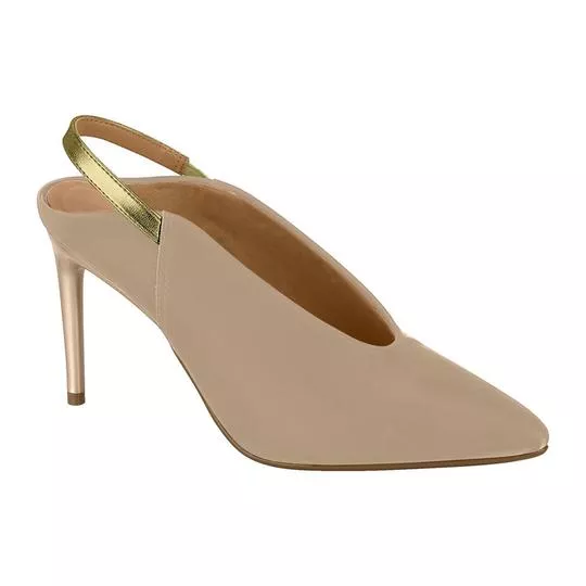 Slingback Liso- Bege- Salto: 10,5cm- Vizzano