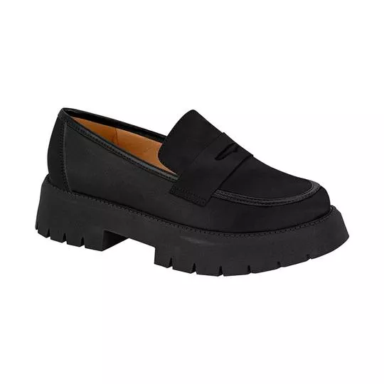 Loafer Com Recortes- Preto- Entressola: 4,5cm- Vizzano