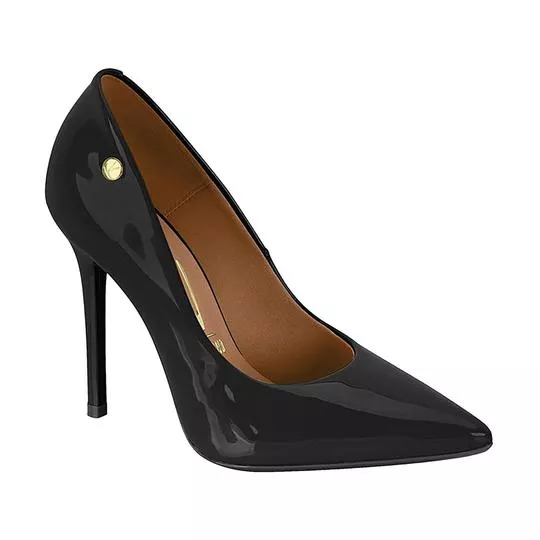 Scarpin Envernizado- Preto- Salto: 10cm- Vizzano