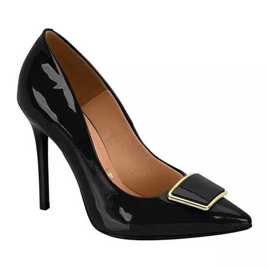 Scarpin Envernizado- Preto- Salto: 11cm- Vizzano