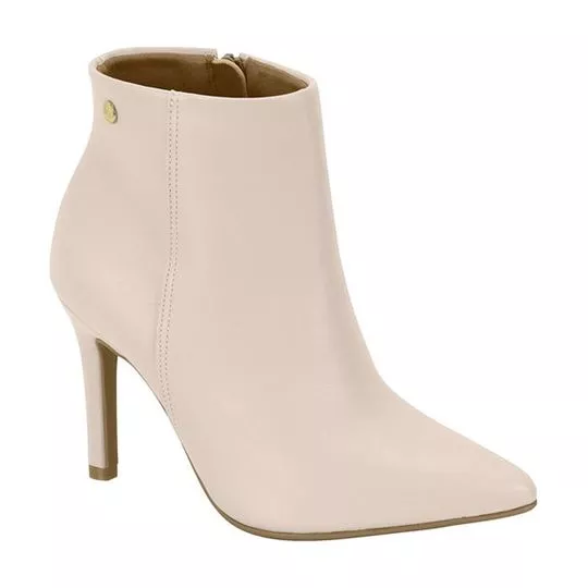 Bota Com Recortes- Off White- Salto: 9,5cm- Vizzano