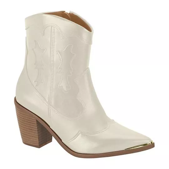 Bota Envernizada- Off White- Salto: 7,5cm- Vizzano