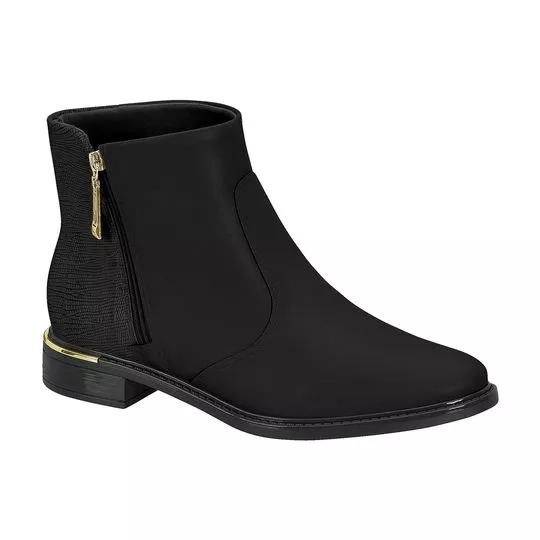 Bota Com Recortes- Preta- Salto: 3cm- Vizzano