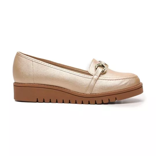 Loafer Plataforma Com Aviamento- Dourado- Vizzano