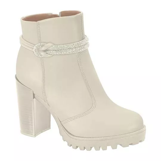 Bota Com Pedrarias- Off White- Vizzano