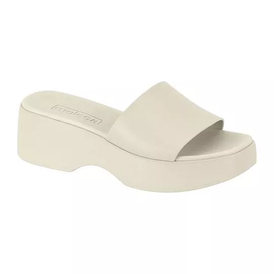 Tamanco Plataforma Liso- Off White- Moleca