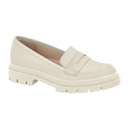 Loafer Meia Pata Com Recortes- Off White- Vizzano