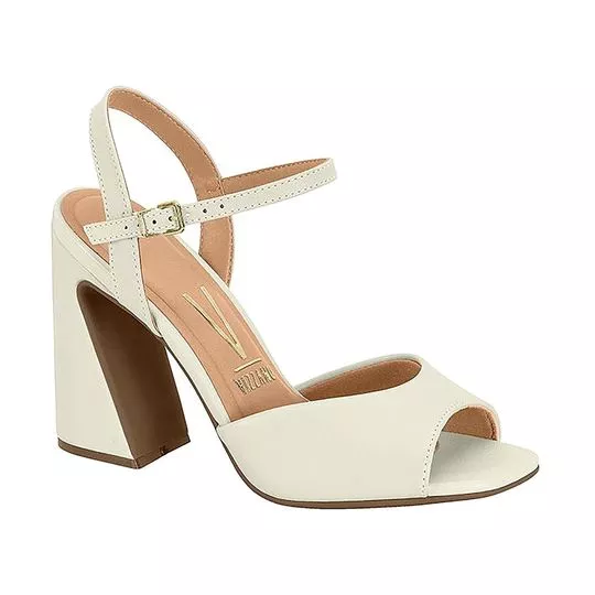 Sandália Com Tira- Off White- Salto: 9,7cm- Vizzano