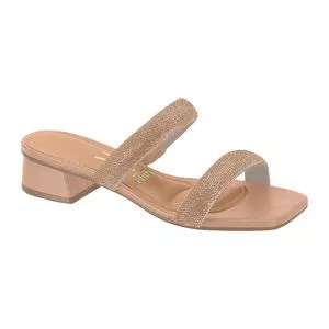 Tamanco Com Pedrarias<BR>- Bege<BR>- Salto: 4cm<BR>- Vizzano