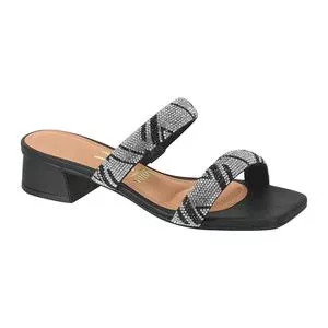 Tamanco Com Pedrarias<BR>- Preto<BR>- Salto: 4cm<BR>- Vizzano