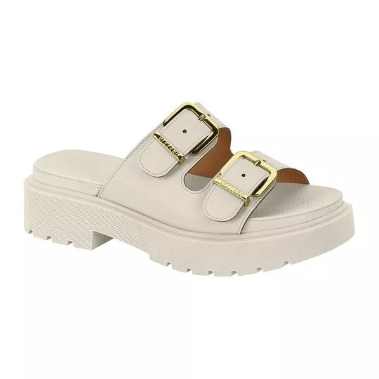 Tamanco Meia Pata Liso- Off White- Salto: 4cm- Vizzano