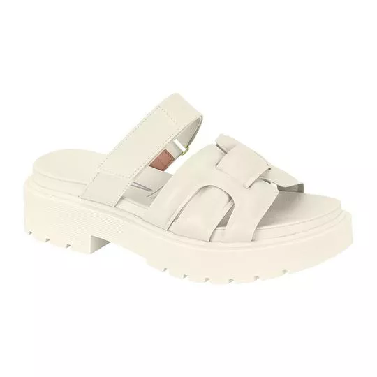 Tamanco Com Recortes- Off White- Salto: 4,5cm- Vizzano