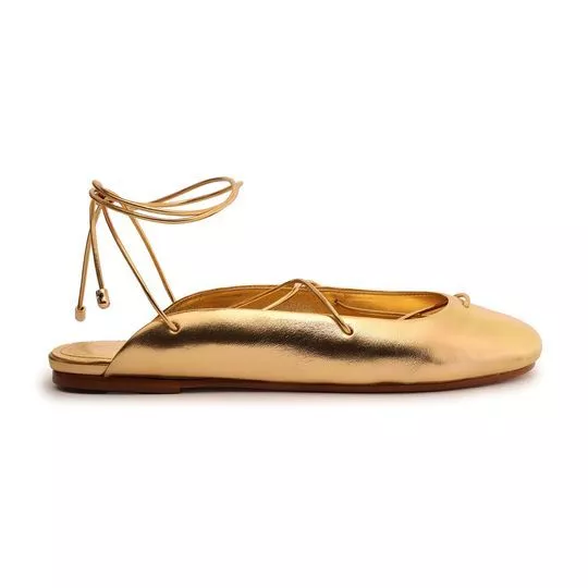 Slingback Em Couro -  Dourado