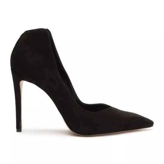 Scarpin Em Couro -  Preto -  Salto: 10cm