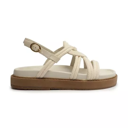 Sandália Plataforma Com Recortes- Off White- Salto: 4cm