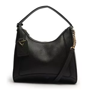 Bolsa Hobo Em Couro<BR>- Preta