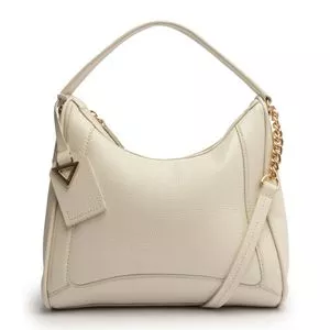 Bolsa Hobo Em Couro<BR>- Off White