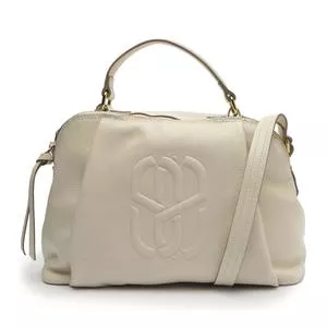 Bolsa De Mão Com Pregas<BR>- Off White