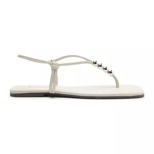 Sandália Rasteira Com Aviamentos<BR>- Off White<BR>- Anacapri