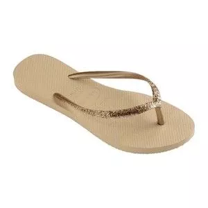 Chinelo Havaianas Slim Glitter II<BR>- Bege