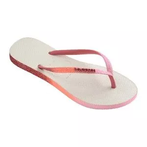 Chinelo Havaianas Slim Glitter<BR>- Branco & Azul