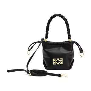 Bolsa Saco Com Relevo<BR>- Preta & Dourada