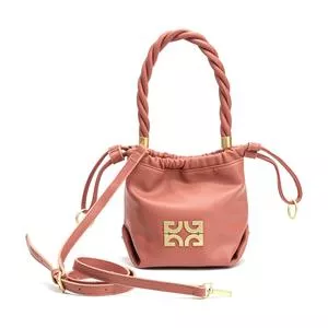 Bolsa Saco Com Relevo<BR>- Rosa & Dourada