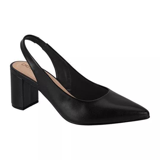 Slingback Liso- Preto- Salto: 6cm