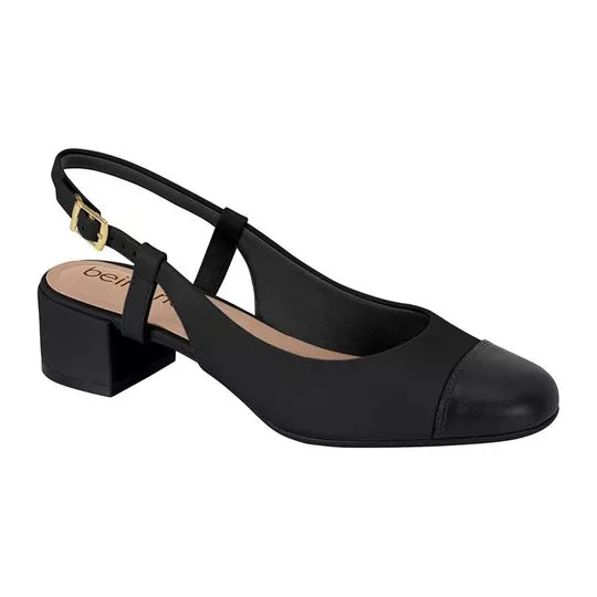 Slingback Com Recorte- Preto