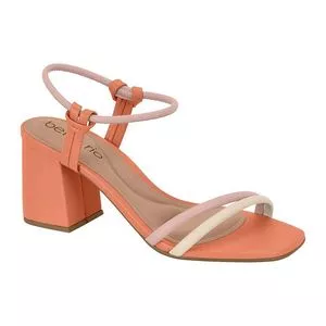 Sandália Com Tiras<BR>- Rosa<BR>- Salto: 4cm