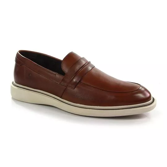 Loafer Em Couro Com Recortes - Marrom