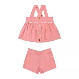 Conjunto Com Short<BR>- Rosa Claro<BR>- Glinny