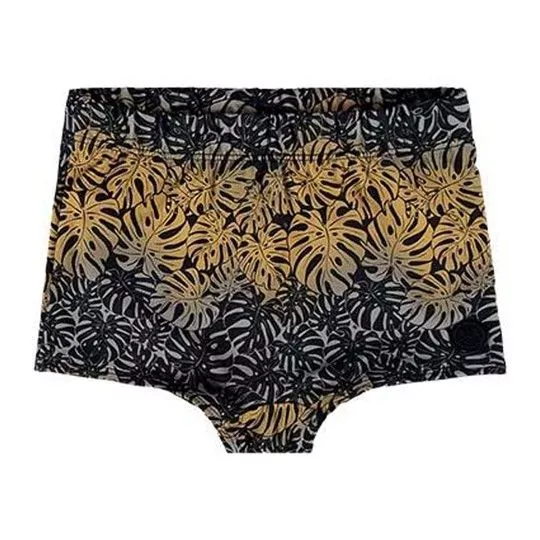 Sunga Boxer Com Elástico- Preta & Amarelo Escuro- Boca Grande