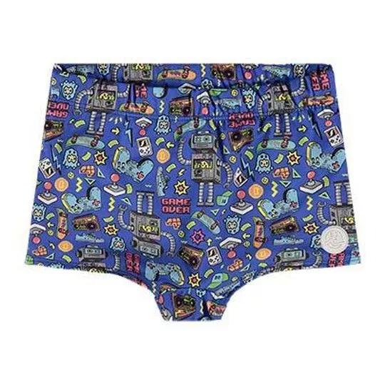 Sunga Boxer Com Elástico- Azul Escuro & Cinza- Boca Grande