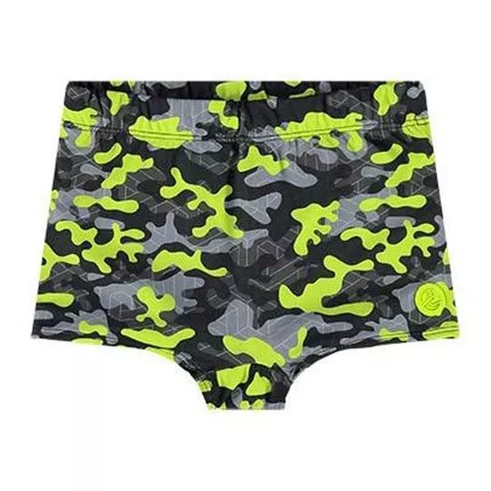 Sunga Boxer Com Elástico- Preta & Amarelo Neon- Boca Grande