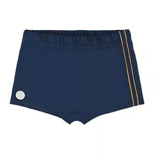 Sunga Boxer Com Tiras- Azul Marinho & Amarelo Escuro- Boca Grande