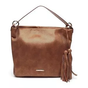 Bolsa De Ombro Texturizada<BR>- Marrom