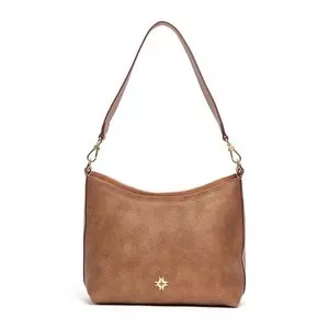 Bolsa Hobo Texturizada<BR>- Marrom Claro