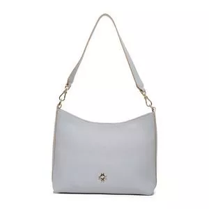 Bolsa Hobo Texturizada<BR>- Cinza Claro