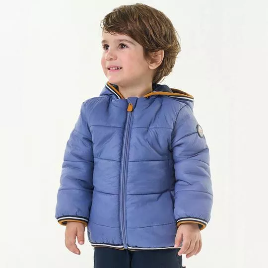 Jaqueta Puffer Com Recortes- Azul- Trick Nick