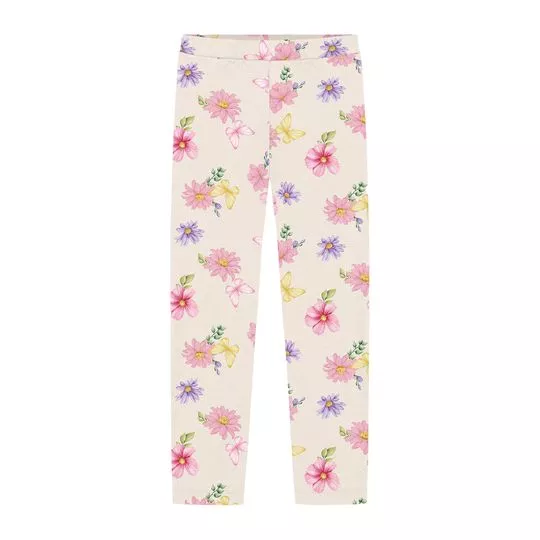 Legging Floral- Off White & Rosa