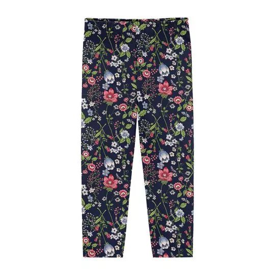 Legging Floral- Azul Marinho & Verde