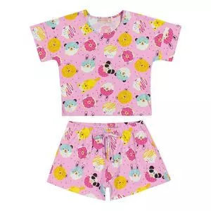 Pijama Animais<BR>- Rosa Claro & Amarelo<BR>- Trick Nick