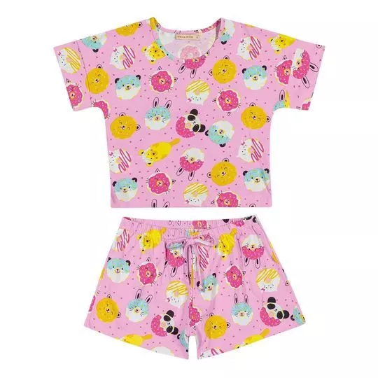 Pijama Animais- Rosa Claro & Amarelo- Trick Nick