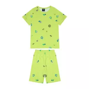 Pijama Carinhas<BR>- Verde Limão