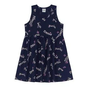 Vestido Happiness<BR>- Azul Marinho & Rosa<BR>- Rovi Kids