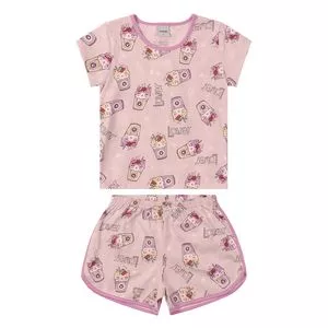 Pijama Gatinhos<BR>- Rosa & Bege<BR>- Rovitex