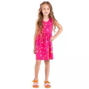 Vestido Borboletas<BR>- Rosa Escuro & Amarelo<BR>- Rovi Kids