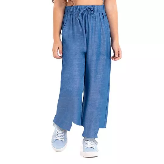 Calça Jeans Wide Leg- Azul- Rovitex