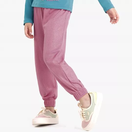 Calça Jogger Canelada- Rosa Claro- Rovitex